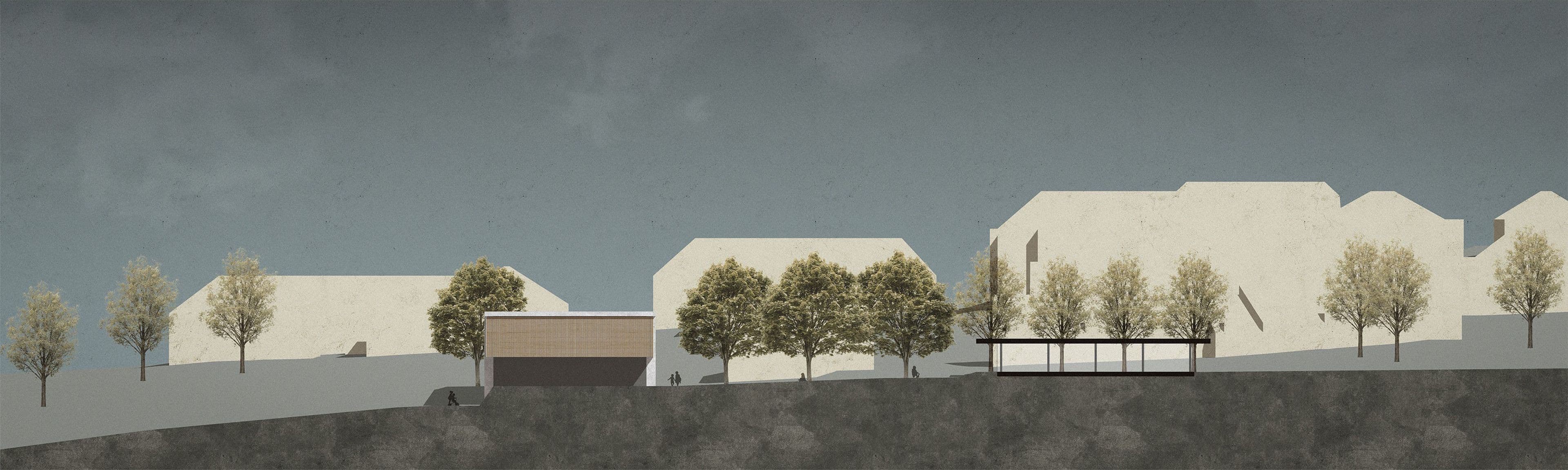 view of the new school building and section of the culinary